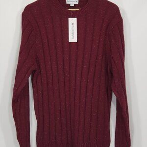 NWT Saddlebred  Maroon Cable Knit Sweater with blue flecks in yarn  Men's XL
